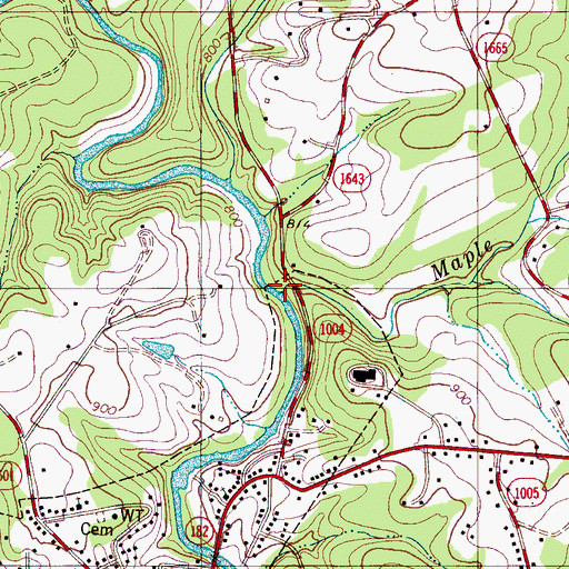 Topographic Map of Maple Creek, NC