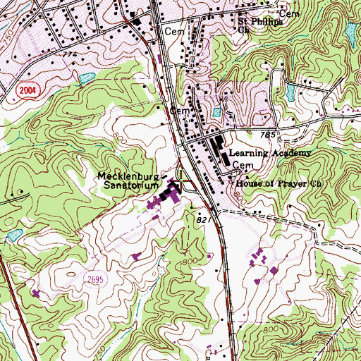 Topographic Map of Mecklenburg Sanatorium (historical), NC