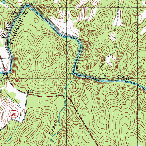 Topographic Map of Middle Creek, NC