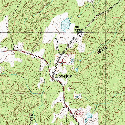 Topographic Map of Mile Branch, NC