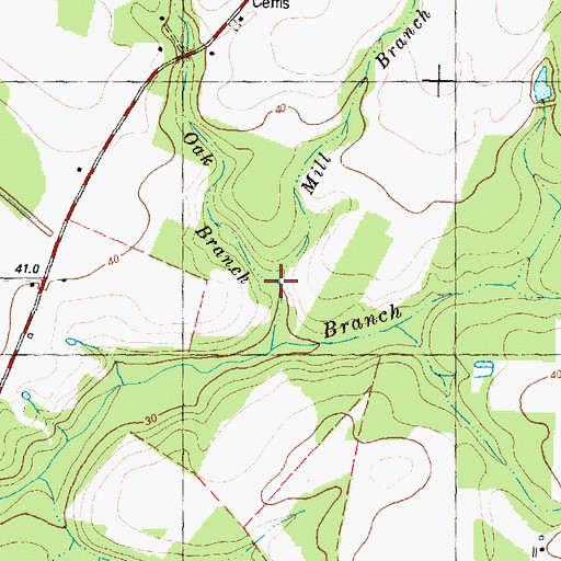 Topographic Map of Mill Branch, NC