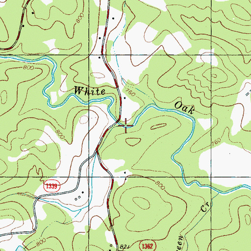 Topographic Map of Mill Creek, NC