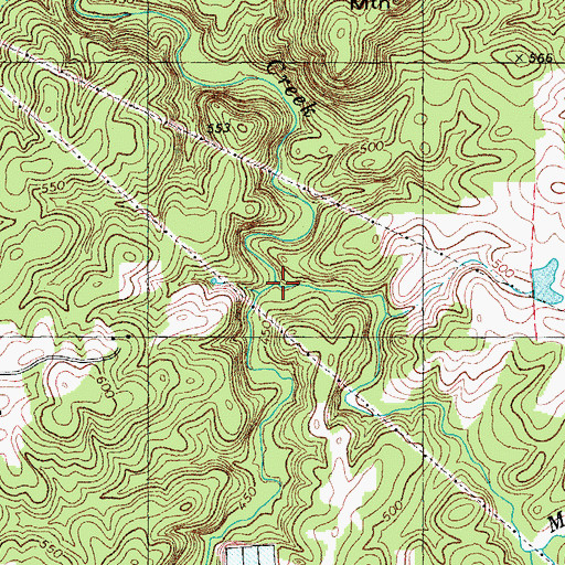 Topographic Map of Mitchell Creek, NC