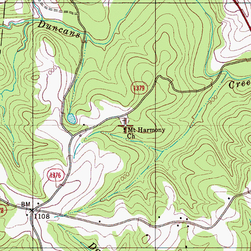 Topographic Map of Mount Harmony Church, NC