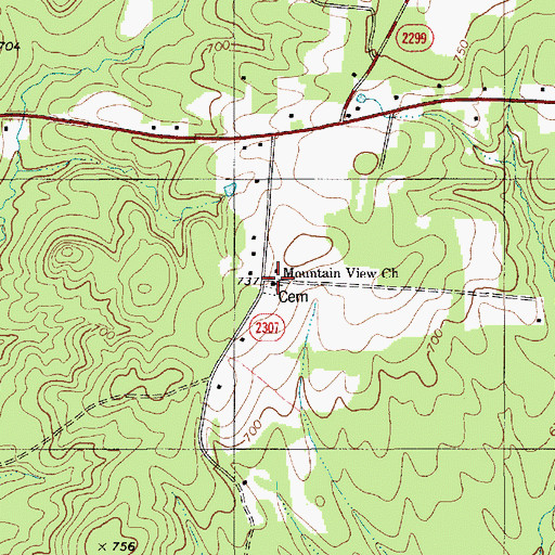 Topographic Map of Mountain View Baptist Church, NC