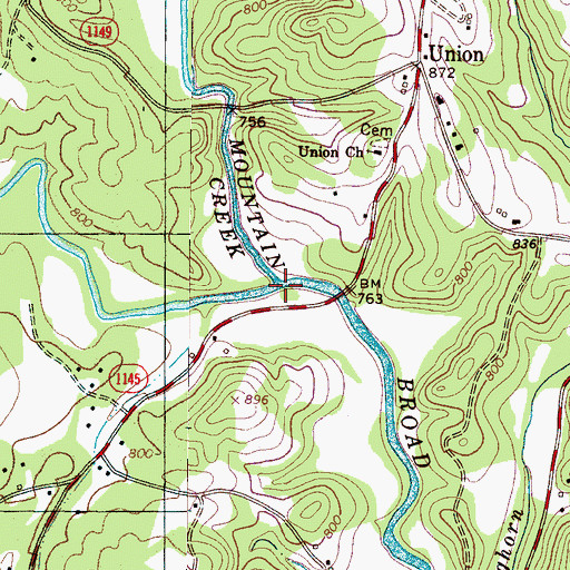 Topographic Map of Mountain Creek, NC