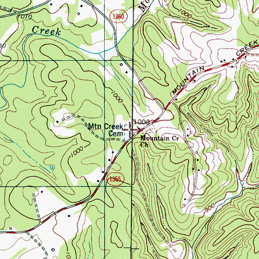 Topographic Map of Mountain Creek Cemetery, NC