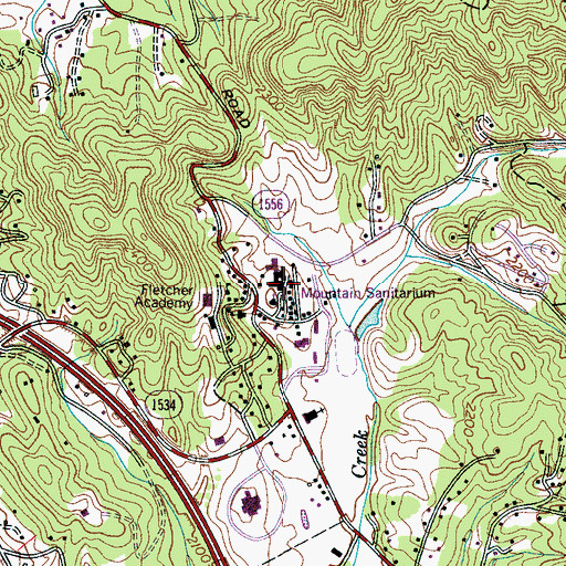 Topographic Map of Mountain Sanitarium (historical), NC