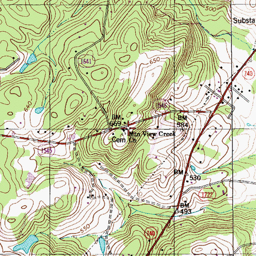 Topographic Map of Mountain View Creek Church, NC