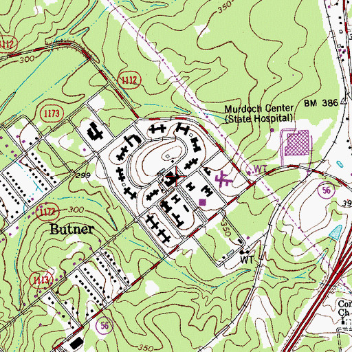 Topographic Map of Murdoch Center, NC