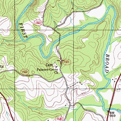 Topographic Map of Palmers Grove School (historical), NC