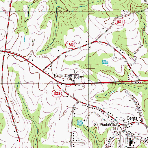 Topographic Map of Palm Tree Church, NC
