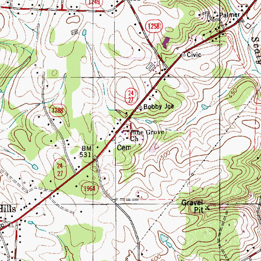 Topographic Map of Pine Grove Church, NC