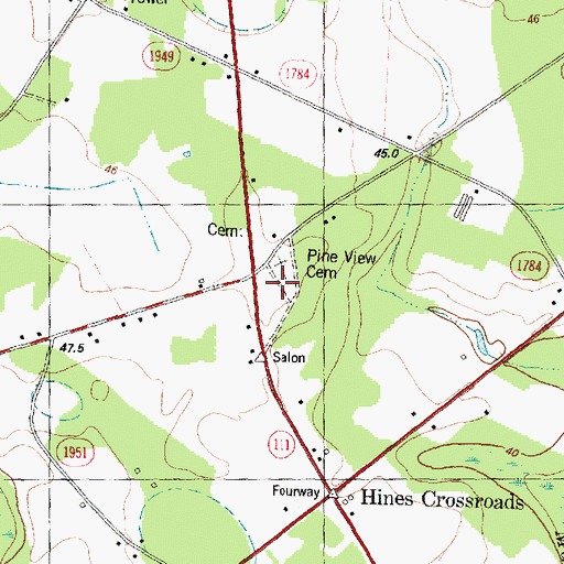 Topographic Map of Pineview Cemetery, NC