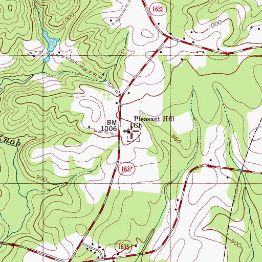 Topographic Map of Pleasant Hill Church, NC
