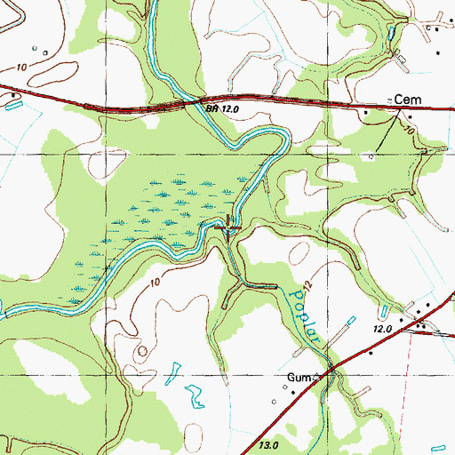 Topographic Map of Poplar Branch, NC