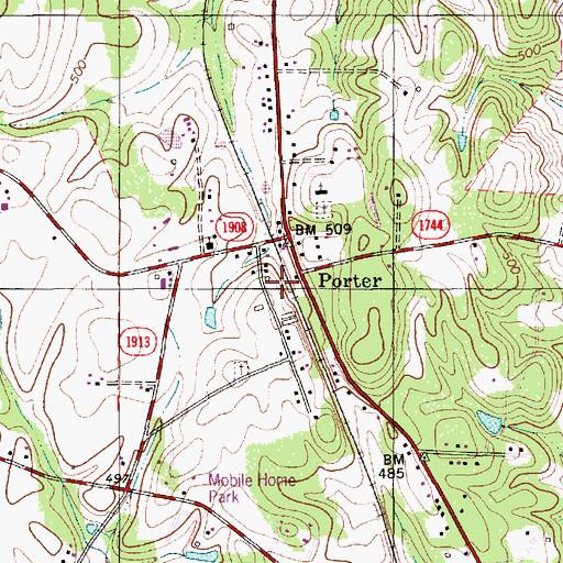 Topographic Map of Porter, NC