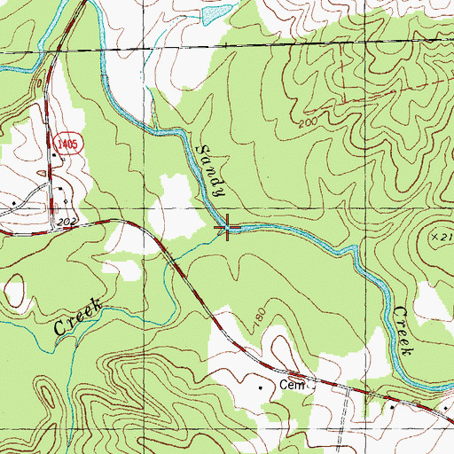 Topographic Map of Red Bud Creek, NC