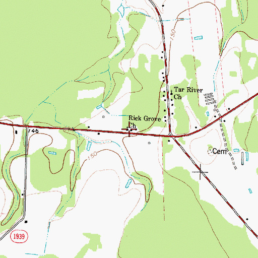 Topographic Map of Rick Grove Church, NC