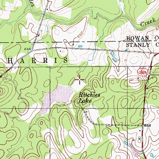 Topographic Map of Ritchies Lake, NC
