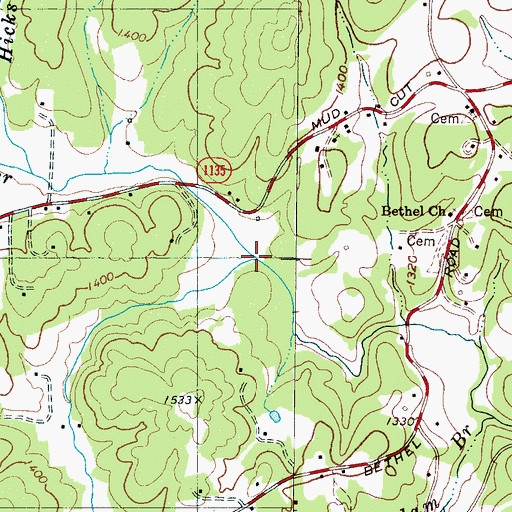 Topographic Map of Rock Creek, NC