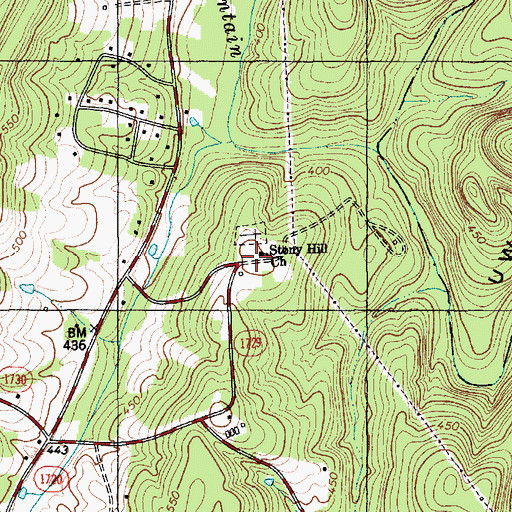 Topographic Map of Rocky Hill Church, NC