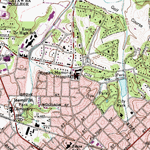 Topographic Map of Novant Health Rowan Medical Center, NC