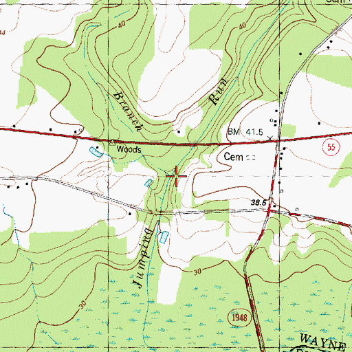 Topographic Map of Run Branch, NC