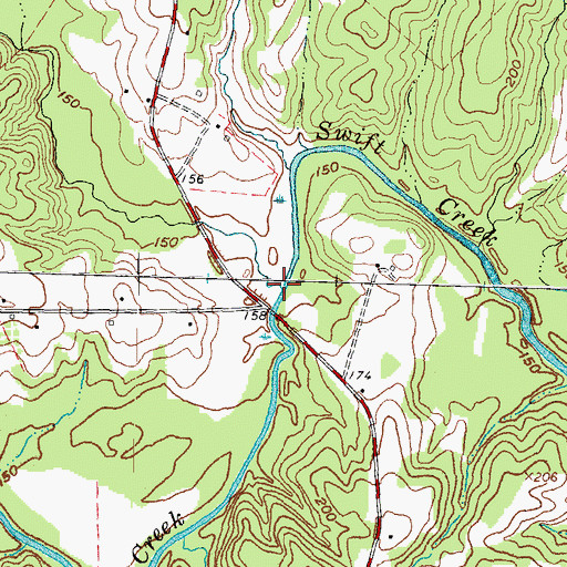 Topographic Map of Sandy Creek, NC