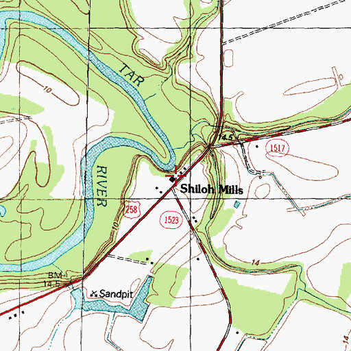 Topographic Map of Shiloh Mills, NC