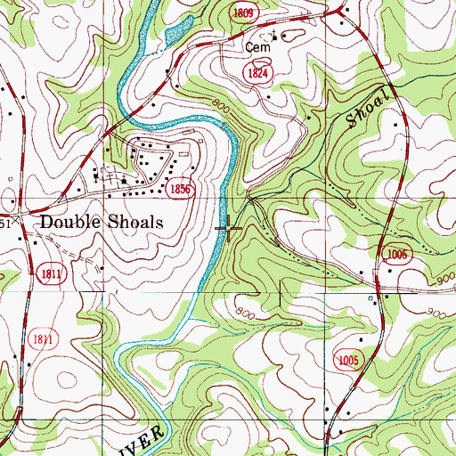 Topographic Map of Shoal Rock Creek, NC