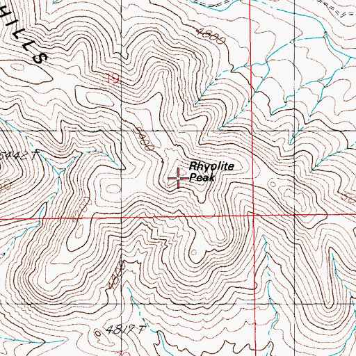 Topographic Map of Rhyolite Peak, AZ