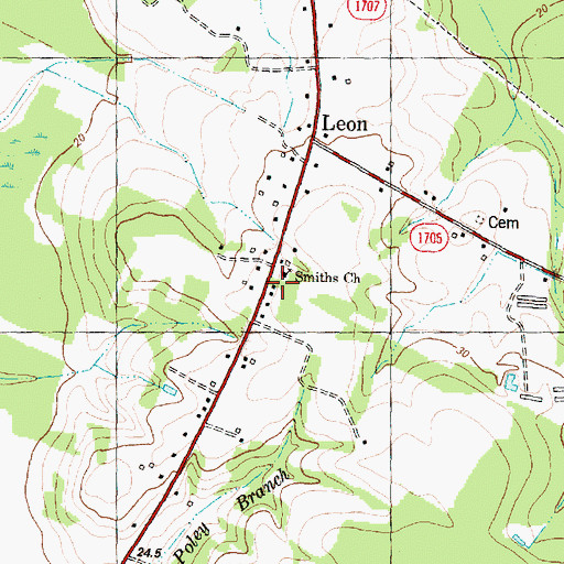 Topographic Map of Smiths Church, NC