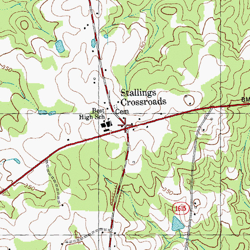 Topographic Map of Stallings Crossroads, NC
