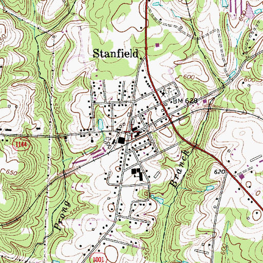 Topographic Map of Stanfield, NC