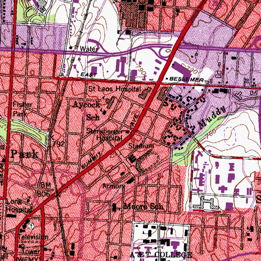 Topographic Map of Sternberger Hospital (historical), NC