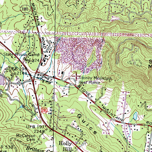 Topographic Map of Stoney Mountain Rest Home, NC