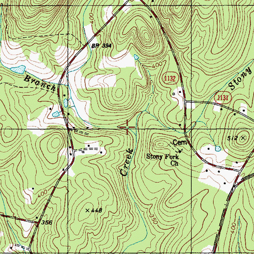 Topographic Map of Stony Fork, NC