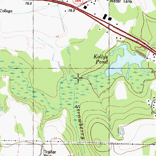 Topographic Map of Strawberry Branch, NC
