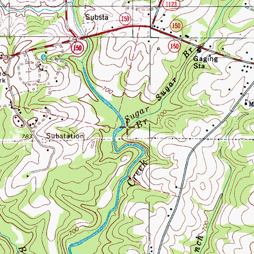 Topographic Map of Sugar Branch, NC