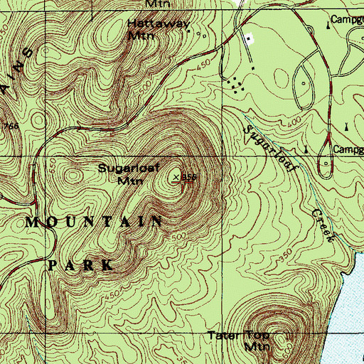 Topographic Map of Sugarloaf Mountain, NC