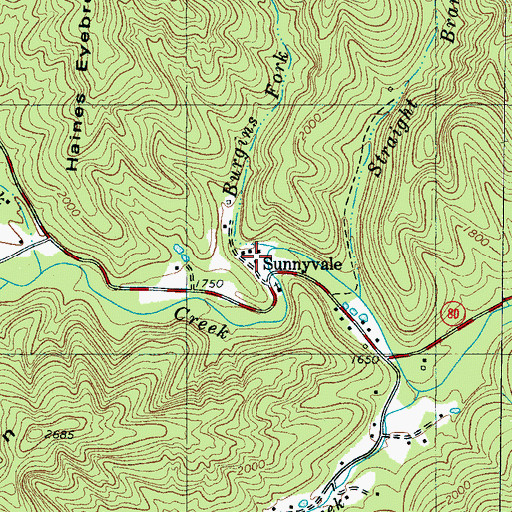 Topographic Map of Sunnyvale, NC