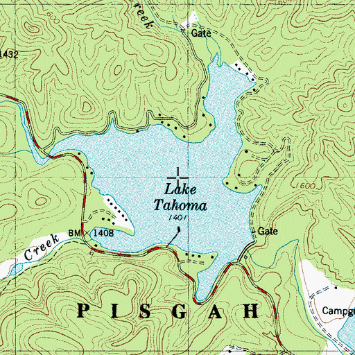 Topographic Map of Lake Tahoma, NC