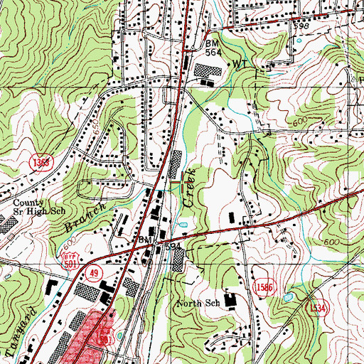 Topographic Map of Tanyard Branch, NC
