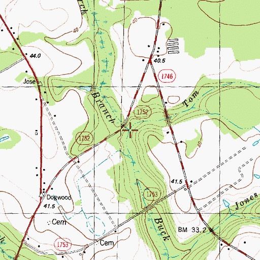 Topographic Map of Tom Branch, NC