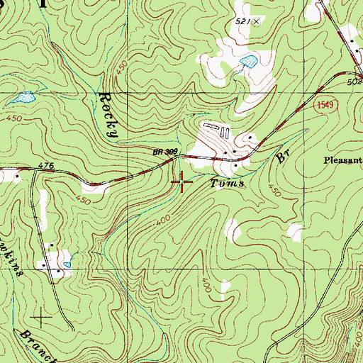 Topographic Map of Toms Branch, NC