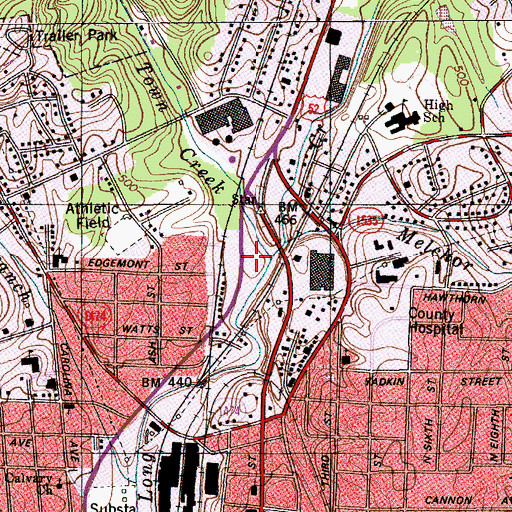 Topographic Map of Town Creek, NC