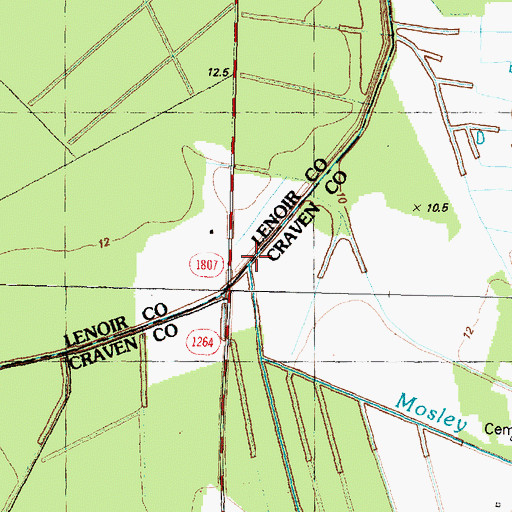 Topographic Map of Tracey Swamp, NC