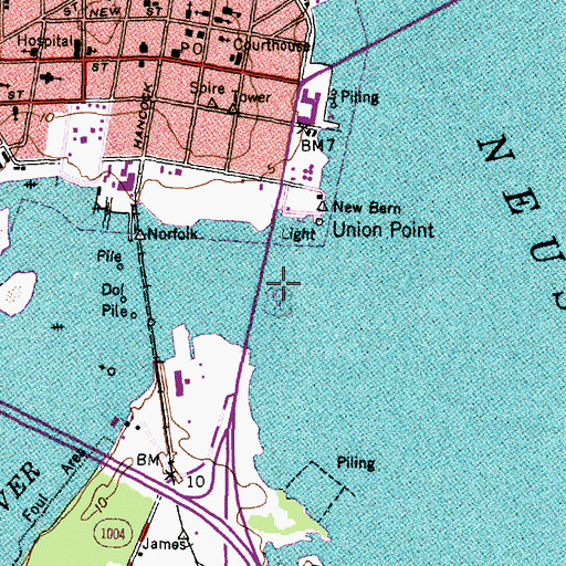 Topographic Map of Trent River, NC