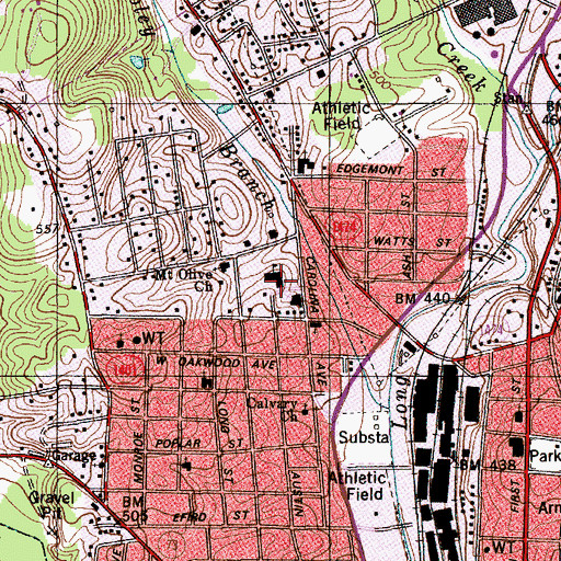 Topographic Map of W Albemarle School, NC